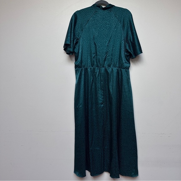 Julia Jordan Green Tie Neck Satin Midi Dress Size 14 - Picture 6 of 16